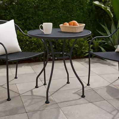 Hivvago Yoko Outdoor Breakfast Table, Dark Gray Mesh Iron, Round 32 Inch Top In Black