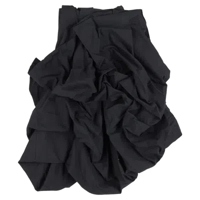 Yohji Yamamoto Asymmetric Draped Midi Skirt In Black Cotton In Animal Print