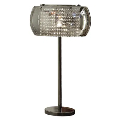 Hivvago Hana 30 Inch Table Lamp, Modern Crystal Glass Shade, Metal, Black Nickel In Black