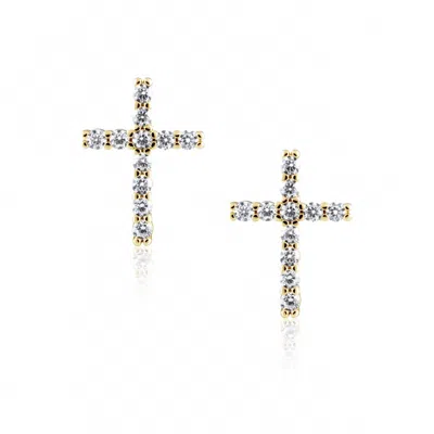 Sahira Jewelry Design Women's Glitz Cross Stud Earrings In Gold In Metallic