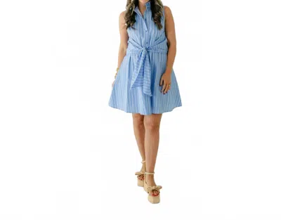 Jade Back Wrap Dress In Blue Stripe In Blue