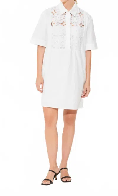 Suncoo Cross Button Front Mini Dress In White In White