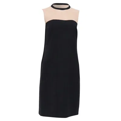 Akris Punto Color-blocked Mini Shift Dress In Black And Beige Wool In Black