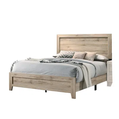 Hivvago Wooden Eastern King Bed With Grains And Knots, Natural Brown In Brown