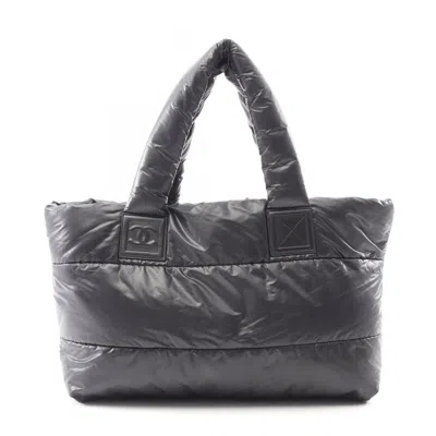 Pre-owned Chanel Nylon Leather Tote Bag () In Black
