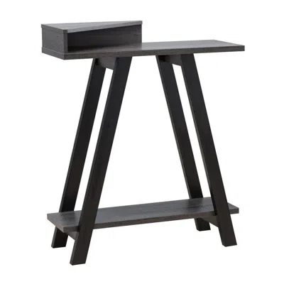 Hivvago Baki 38 Inch Modern Wood Side Console Table, Corner Compartment, Black In Black