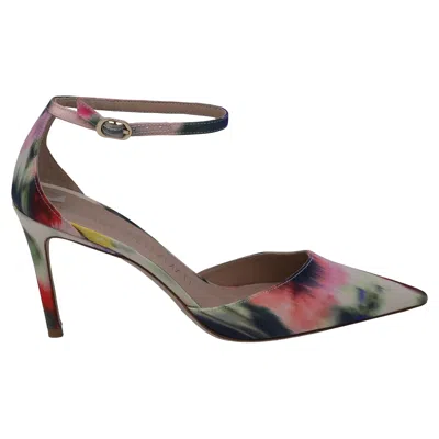 Stuart Weitzman Stuart 85 Strap Pumps Watercolor In Multicolor Satin In Multi