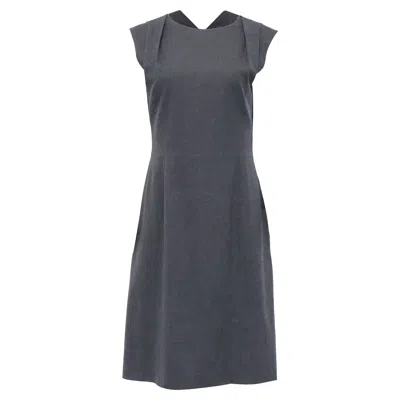 Giorgio Armani Crewneck Midi Dress In Grey Wool In Multi