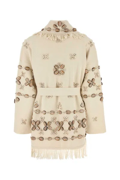 Alanui Ocean Dream Fringe Cardigan With Shell Embellishments In Multicolor