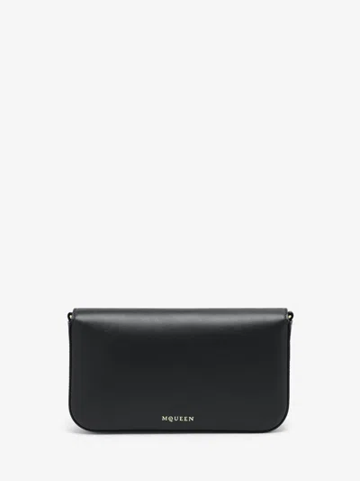 Alexander Mcqueen Black Leather Skull Flower Small Shoulder Bag In Animal Print