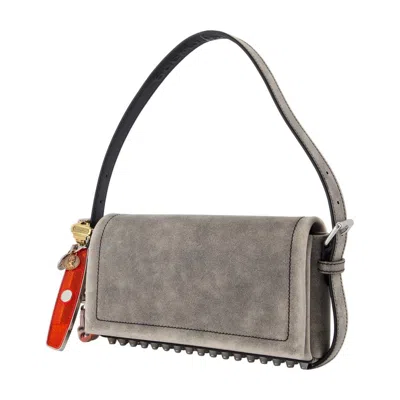 Alexander Wang Ricco Slim Flap Leather Shoulder Bag In Gray