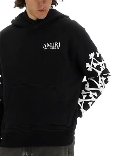 Amiri Stacked Bones Print Hoodie In Black