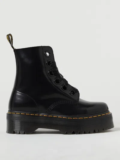 Dr. Martens Round Toe Lace-up Molly Boots With Platform Sole In Black