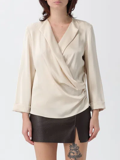 Hanita H Couture Woman Top Beige Size L Polyester In Brown