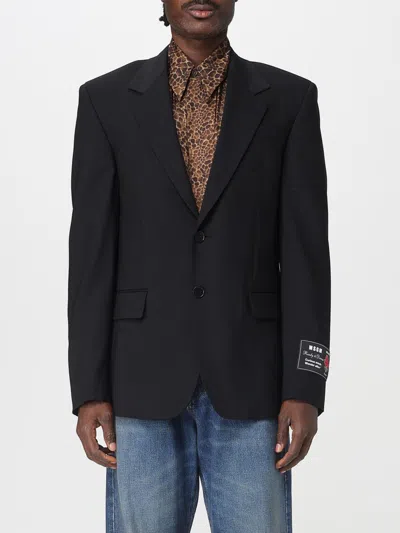 Msgm Single-breasted Blazer In Black