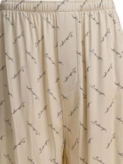 Balenciaga Relaxed Fit Trousers With Subtle All-over Print In Neutral