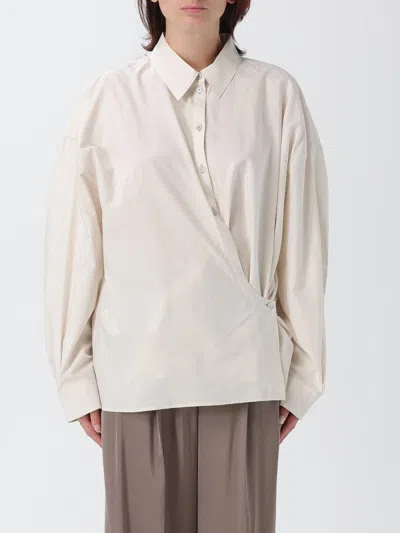 Lemaire Straight Collar Twisted Shirt In Gray