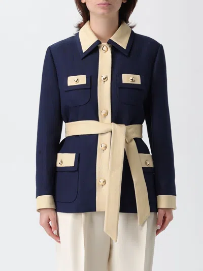 Valentino Blue/ivory Jacket With Belt In Blue
