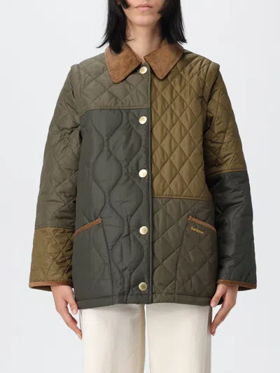 Barbour Quilted Jacket With Contrast Collar And Pockets In Gray