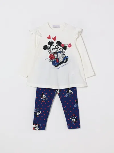 Monnalisa Kids' X Disney Mickey Mouse T-shirt And Leggings Set In Blue