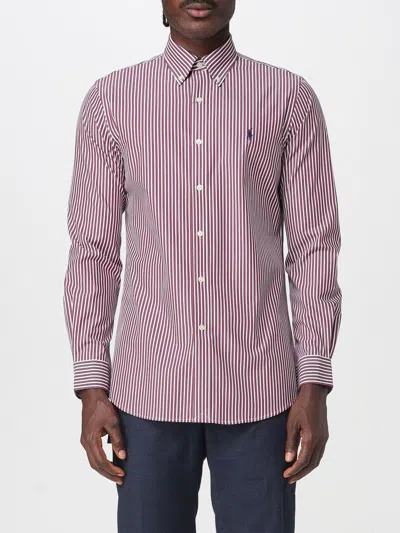 Polo Ralph Lauren Striped Long Sleeve Sport Shirt In Pink
