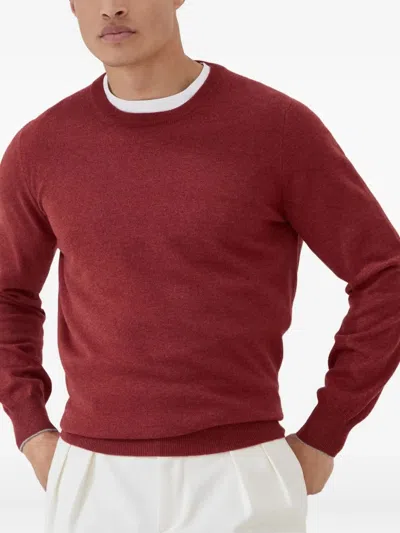 Brunello Cucinelli Cashmere Crew Neck Sweater In Red
