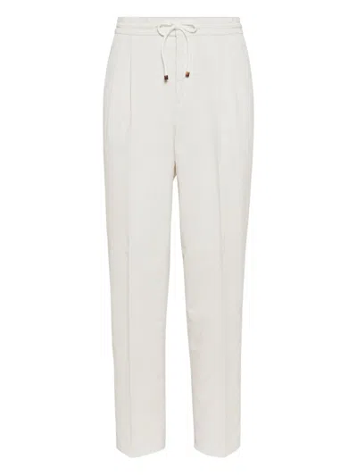 Brunello Cucinelli Leisure Fit Trousers With Drawstring In White