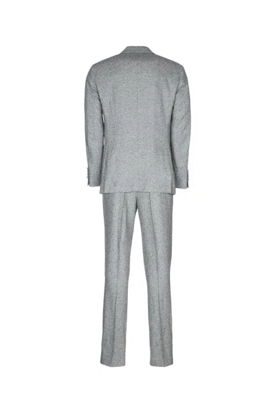 Brunello Cucinelli Tailored Suit Set Double-breasted Jacket In Gray