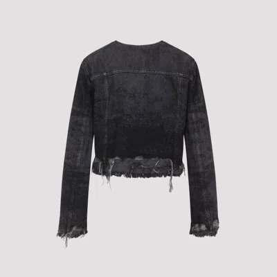 Diesel Grey Jacket With Round Neck And Frayed Edges In Cotton Blend Woman In Gray