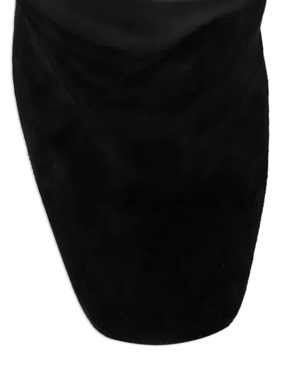 Dolce & Gabbana Chain Detail Suede Knee-high Boots In Black