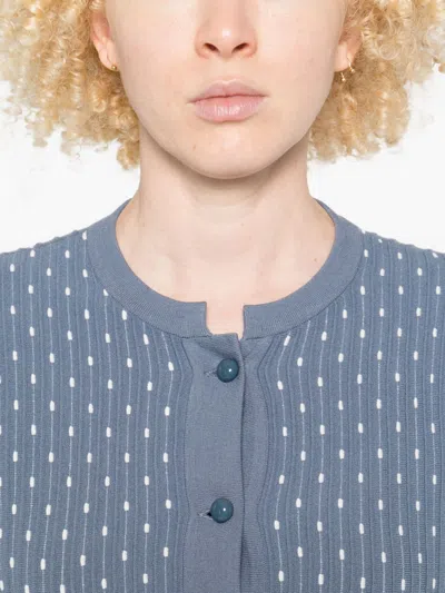 Emporio Armani Dotted Crewneck Cardigan In Blue