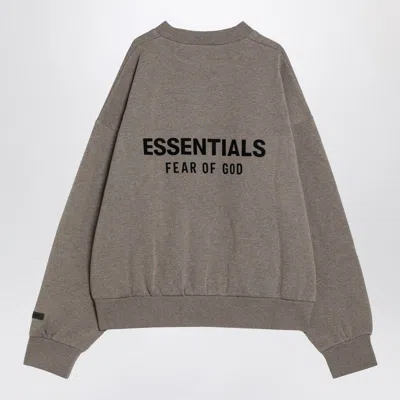 Essentials Grey Fleece Cotton Sweatshirt With Logo In Gray