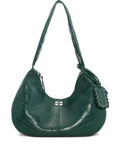 Ganni Bou Bag Croco In Green