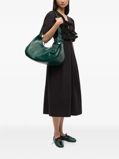 Ganni Bou Bag Croco In Green