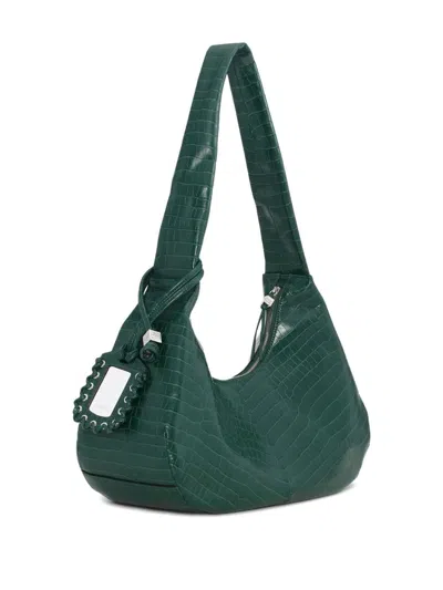 Ganni Bou Bag Croco In Green