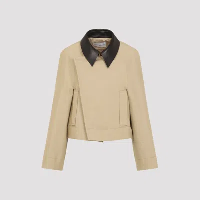 Givenchy Womens Cropped Leather-collar Cotton And Wool-blend Peacoat Beige In Brown