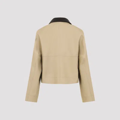 Givenchy Womens Cropped Leather-collar Cotton And Wool-blend Peacoat Beige In Brown