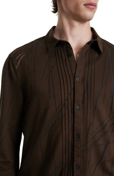 John Varvatos Phoenix Pleat Front Button-up Shirt In Brown