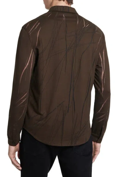 John Varvatos Phoenix Pleat Front Button-up Shirt In Brown