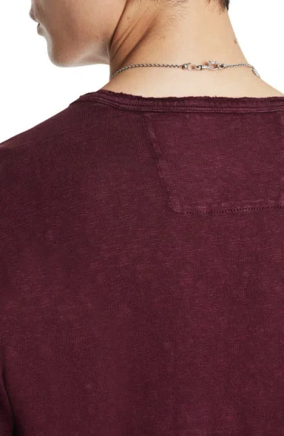 John Varvatos Sid Raw Edge Organic Cotton Long Sleeve T-shirt In Burgundy