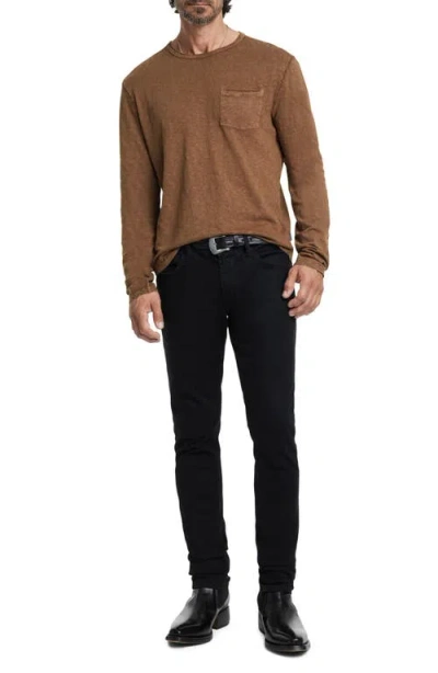 John Varvatos Sid Raw Edge Organic Cotton Long Sleeve T-shirt In Brown