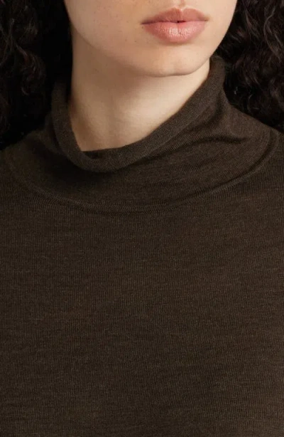 Eileen Fisher Fine Gauge Wool Turtleneck Sweater In Brown