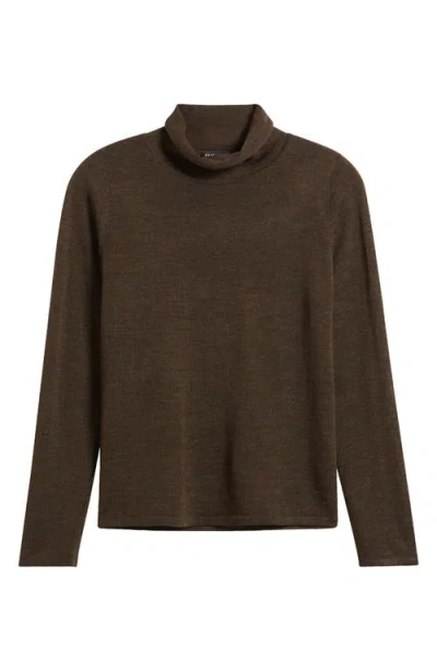 Eileen Fisher Fine Gauge Wool Turtleneck Sweater In Brown