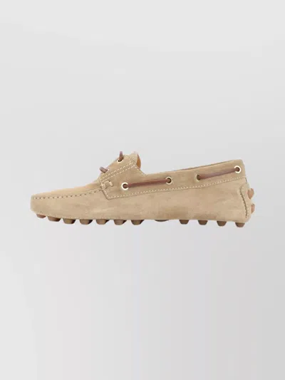 Tod's Suede Loafers With Lace Detail And Rubber Sole In Multi