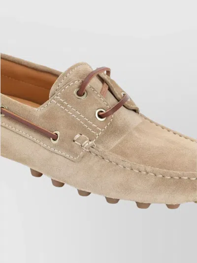 Tod's Suede Loafers With Lace Detail And Rubber Sole In Multi