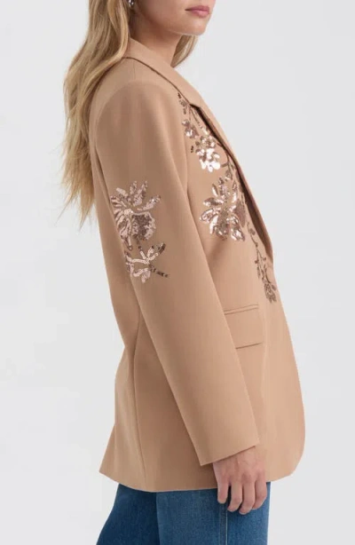 Nvlt Sequin Embellished Single Button Blazer In Brown
