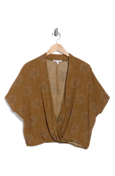 Dr2 By Daniel Rainn Surplice V-neck Wrap Top In Brown