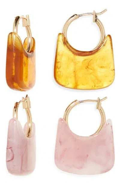 Tasha Set Of 2 Resin Hoop Earrings In Multi