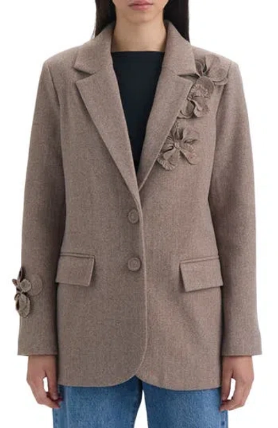 Nvlt 3d Flower Blazer In Brown