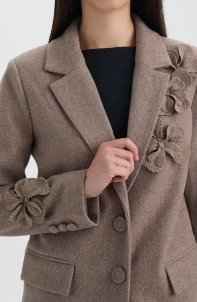 Nvlt 3d Flower Blazer In Brown